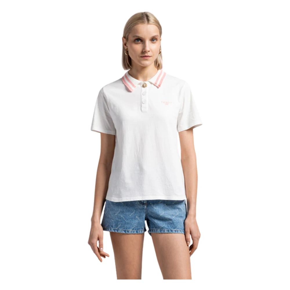 Twinset Witte Polo T-shirts met Contrastdetails White Dames