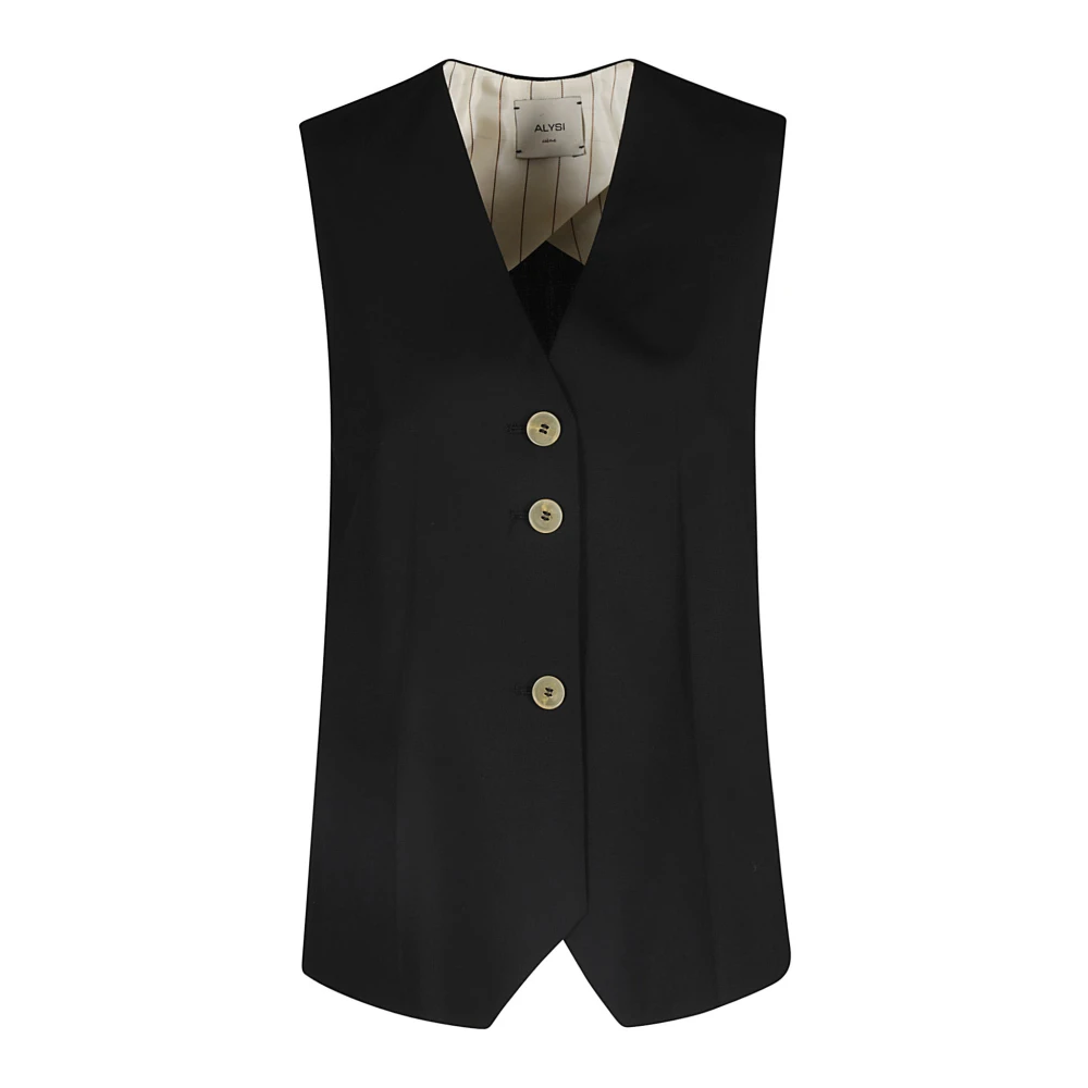 Alysi Wollen Flare Vest Black Dames