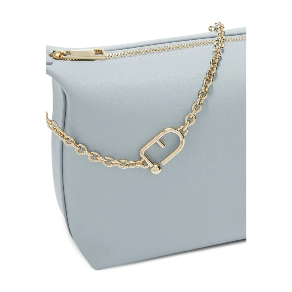 Furla Blauwe Schoudertas Top Rits Sluiting Blue Dames