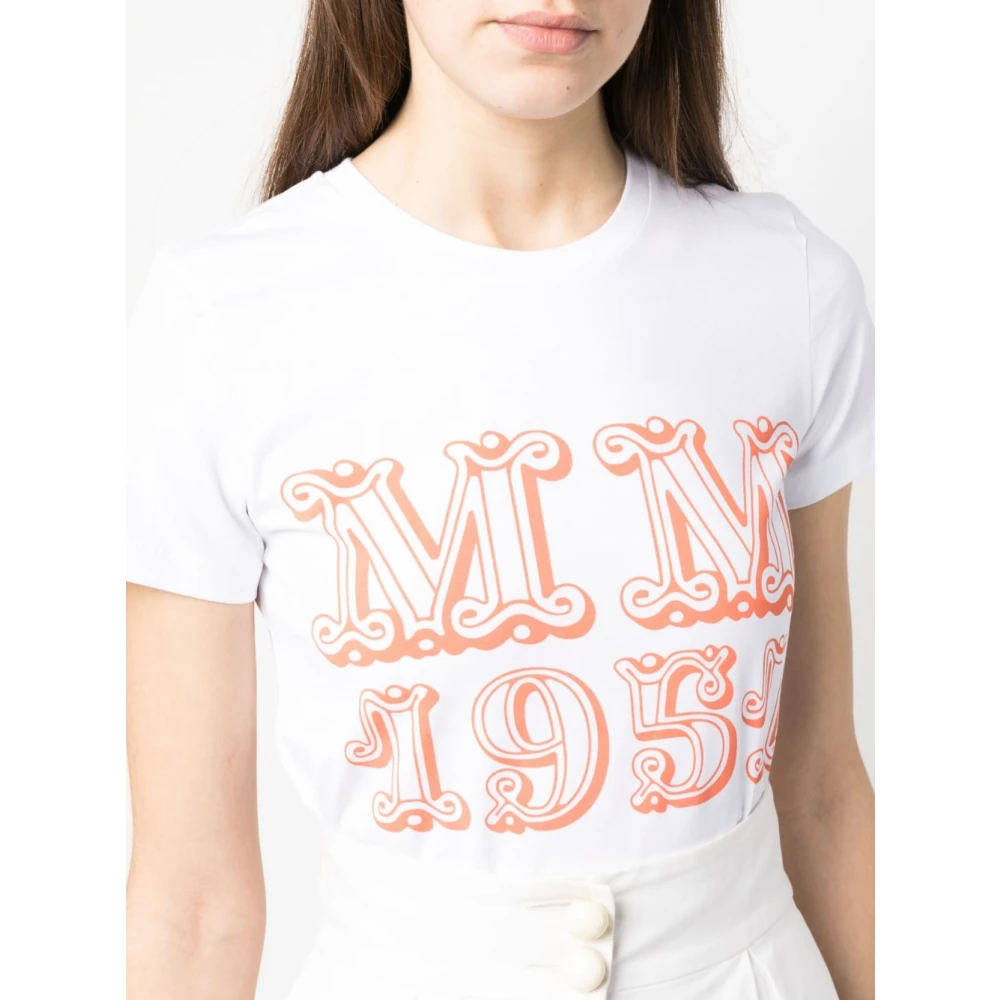 Max Mara Grafische Print T-shirt Oranje White Dames