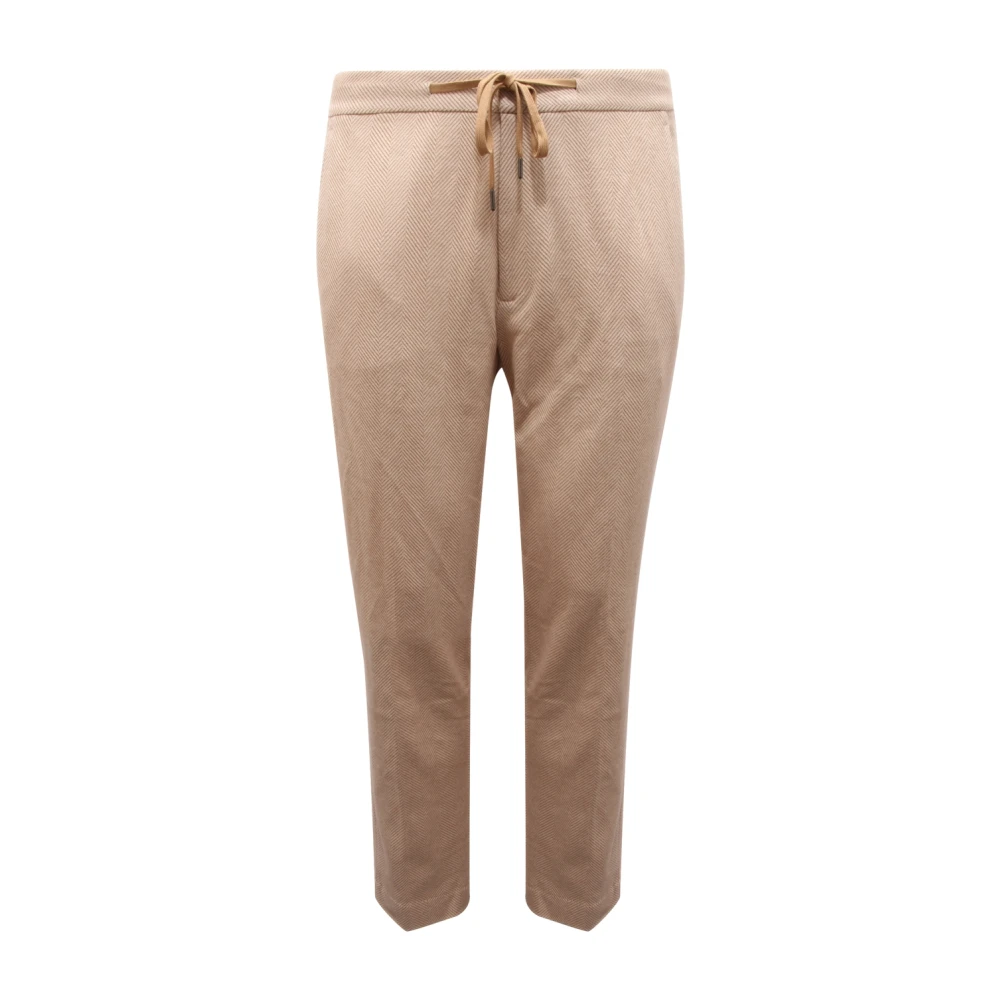 Paolo Pecora Men's Beige Slim-Fit Trousers, M, Casual Trousers With Viscose Blend