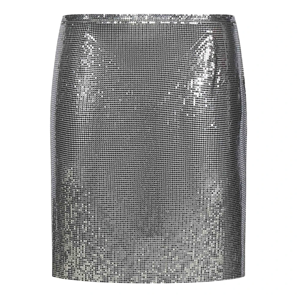 Paco Rabanne Zilveren Mesh Mini Rok Aw24 Gray Dames