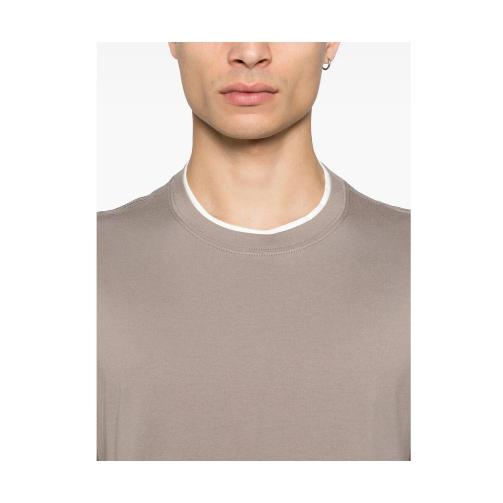 BRUNELLO CUCINELLI Beige Crew Neck T-shirt Gray Heren