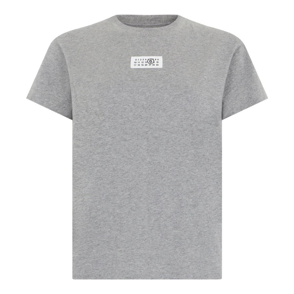 Mm6 Maison Margiela Gray T-Shirts, Female, L, Logo-Patch T-Shirt
