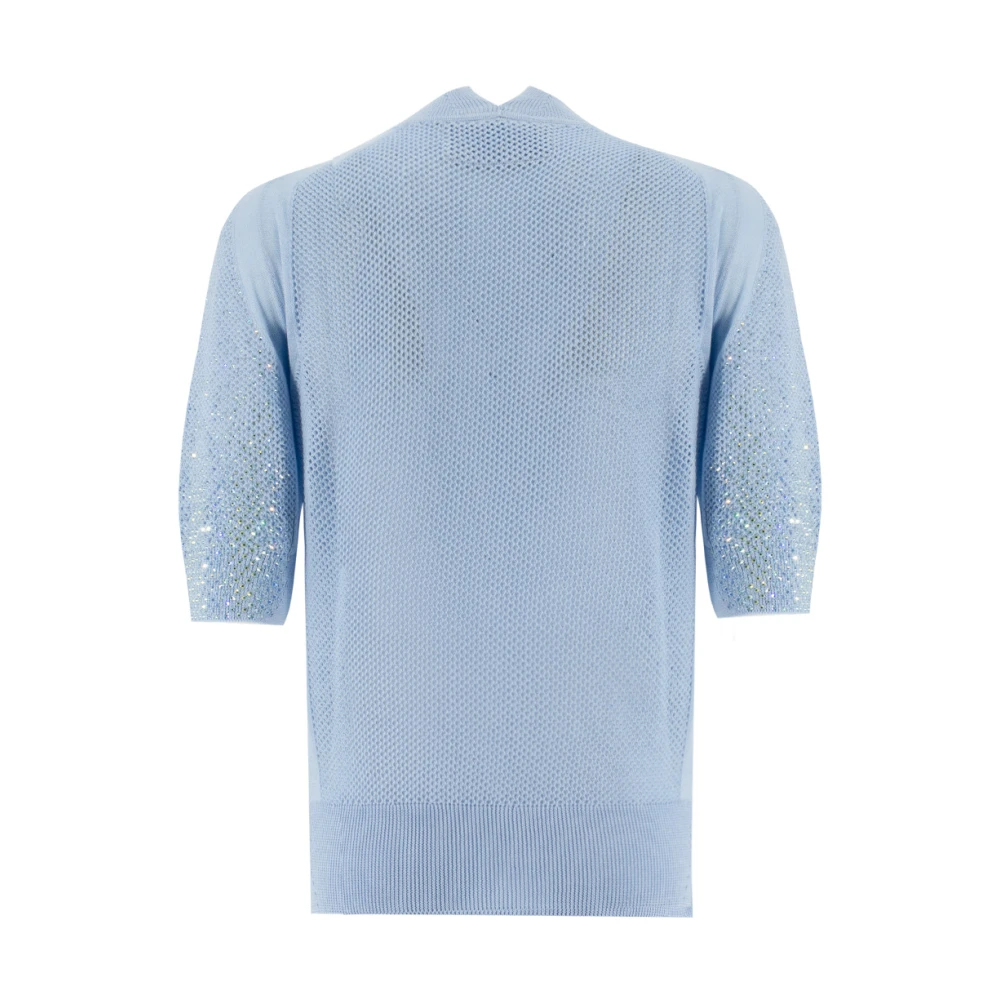 Ermanno Scervino Gebreid T-shirt van dubbelgekleurd mesh Blue Dames