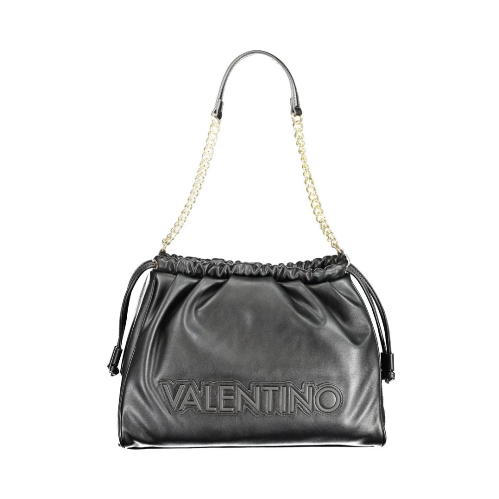 Valentino by Mario Valentino Zwarte polyethyleen schoudertas met kettinghandvat Black Dames