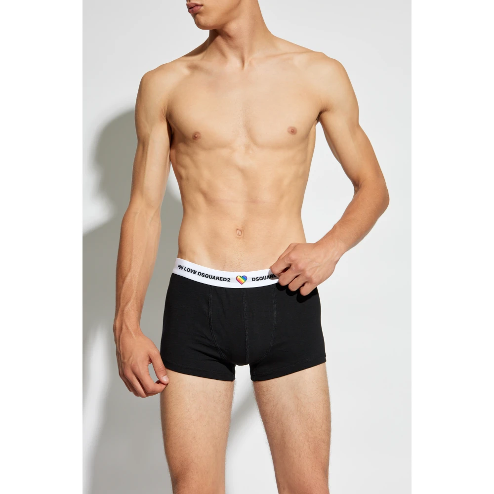 Dsquared2 Twee-pack boxershorts met logo Black Heren