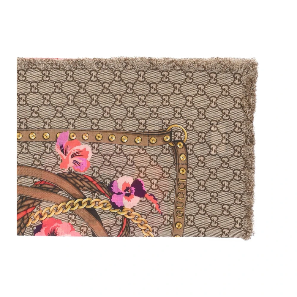 Gucci Floral GG Pattern Zijden Sjaal Multicolor Dames