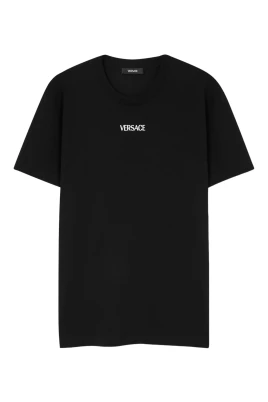 Broderad bomulls-jersey slim t-shirt