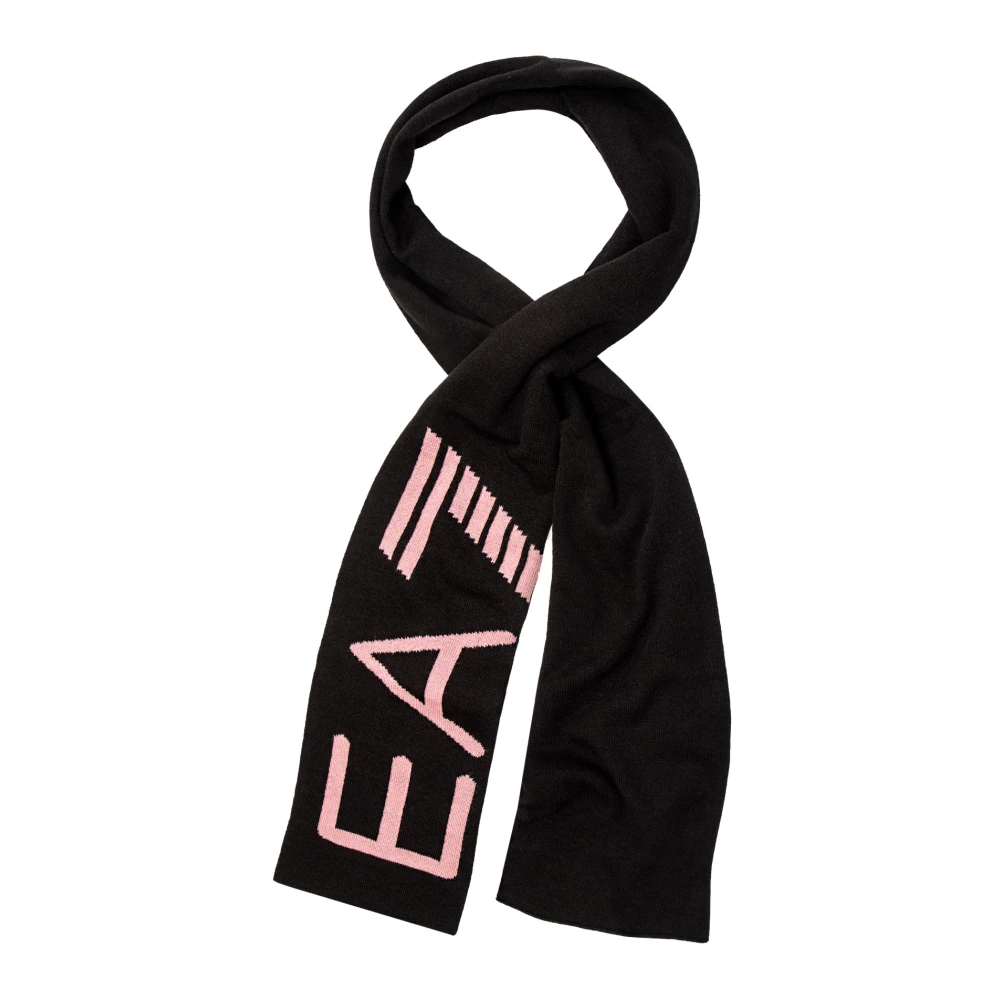 Emporio Armani EA7 Roze Logo Sjaal Zwart Roze Black Dames