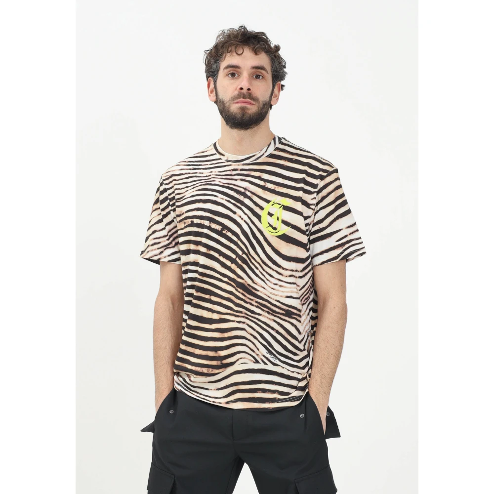 Just Cavalli Zebra Stripe Korte Mouw T-shirt Multicolor Heren