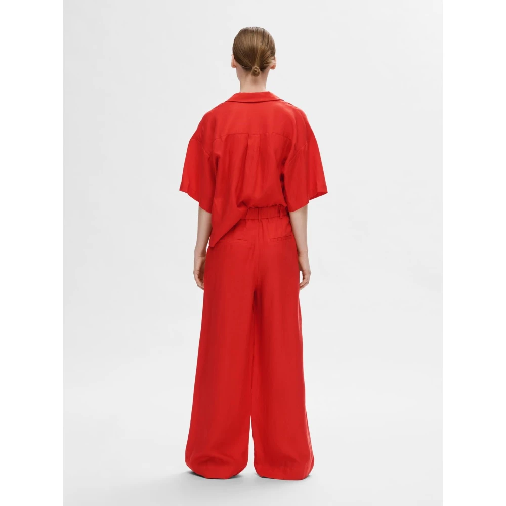 Selected Femme Wide Trousers Red Dames