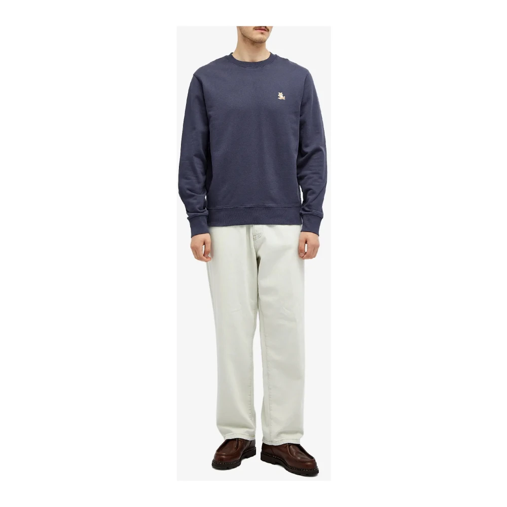 Maison Kitsuné Logo Patch Regular Sweatshirt Blue Heren