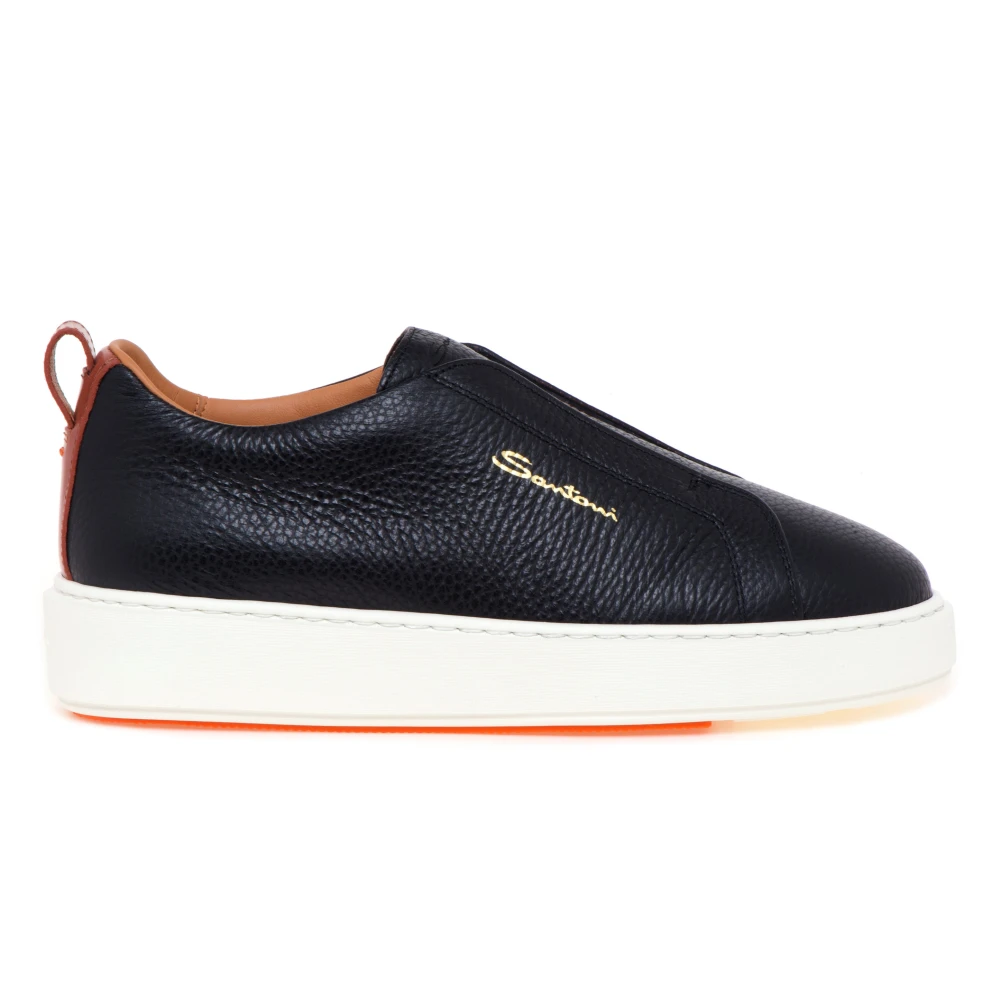 Santoni Elastische Band Leren Sneaker Dames Schoenen Zwart