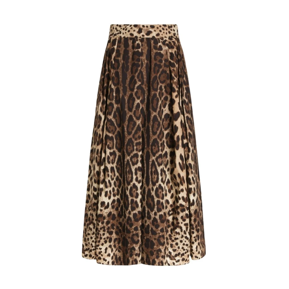 Dolce & Gabbana , Midi Skirts, Female, Brown, Xs, Pleated Poplin Midi Skirt