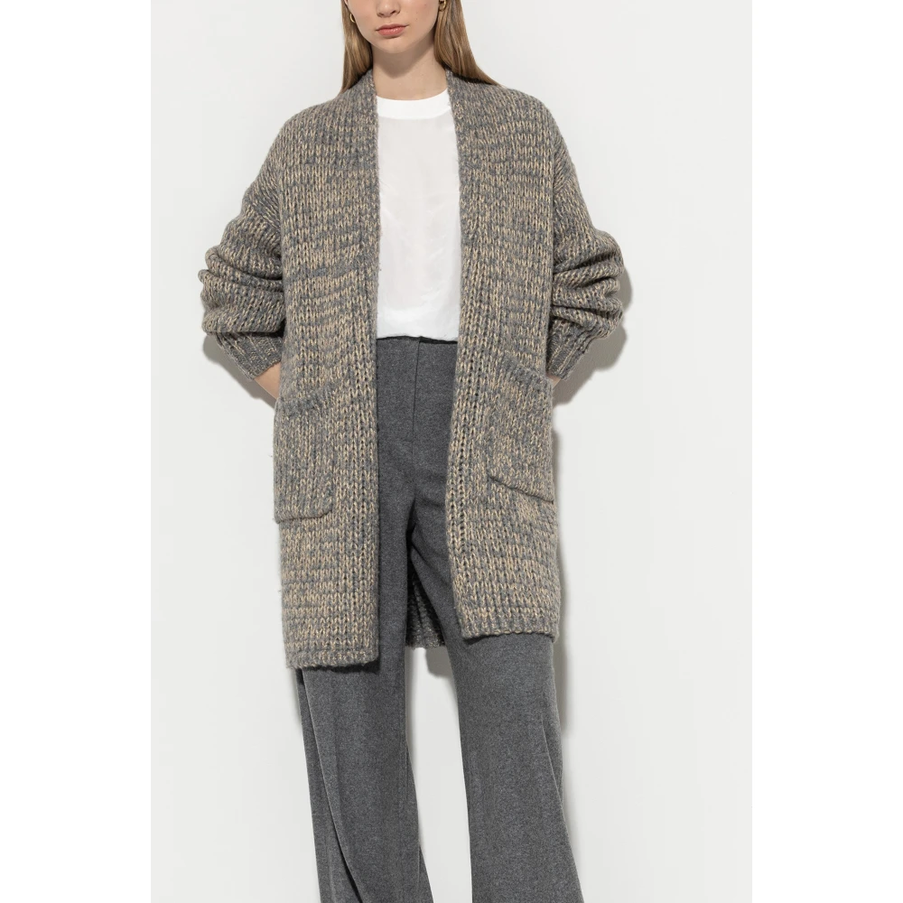 LUISA CERANO Bouclé Gebreid Vest met Shawl Kraag Gray Dames