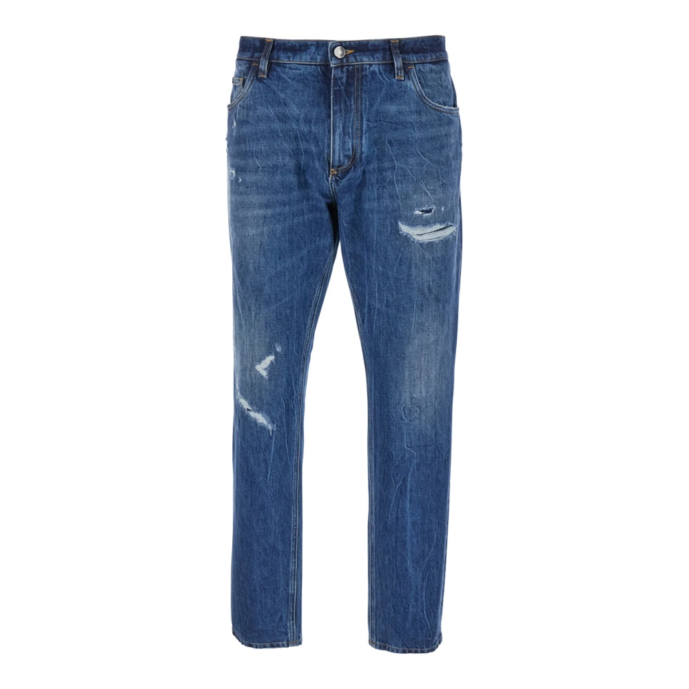 Dolce & Gabbana Gedistresseerde Loose-fit Katoenen Jeans Blue Heren