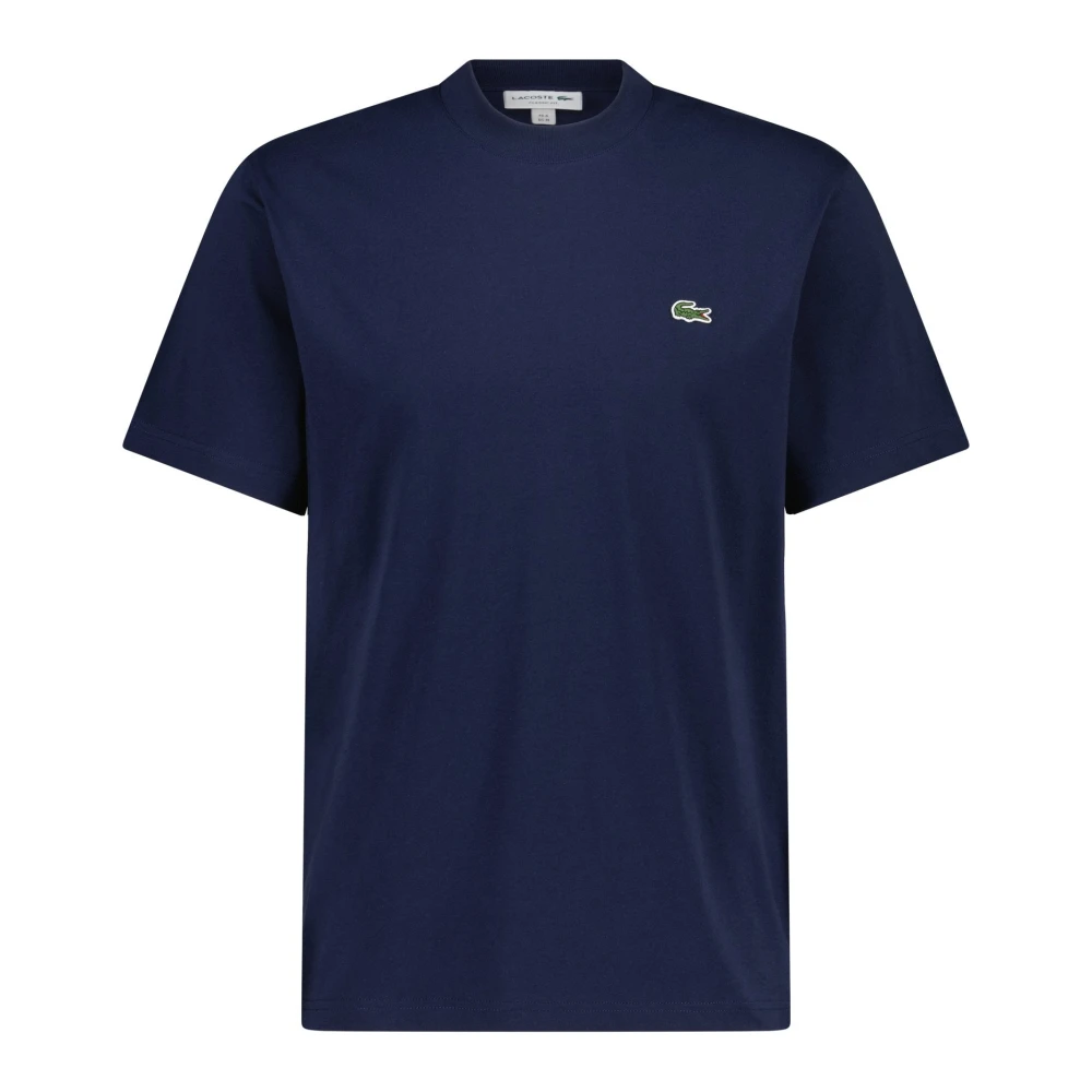 Lacoste Klassieke-Pasvorm Logo Geborduurd T-Shirt Blue Heren