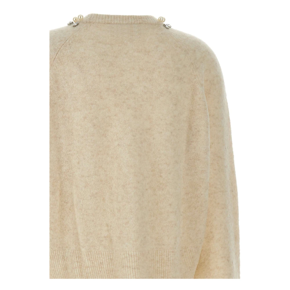 Kaos Wollen Trui met Parelversiering White Dames