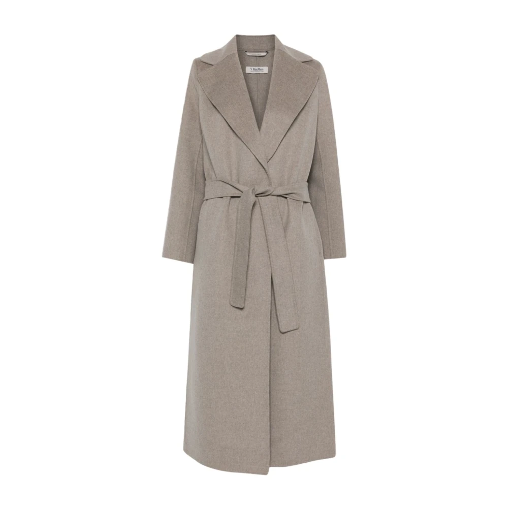 Max Mara Handgemaakte lange wollen jas met brede reverskraag Beige Dames