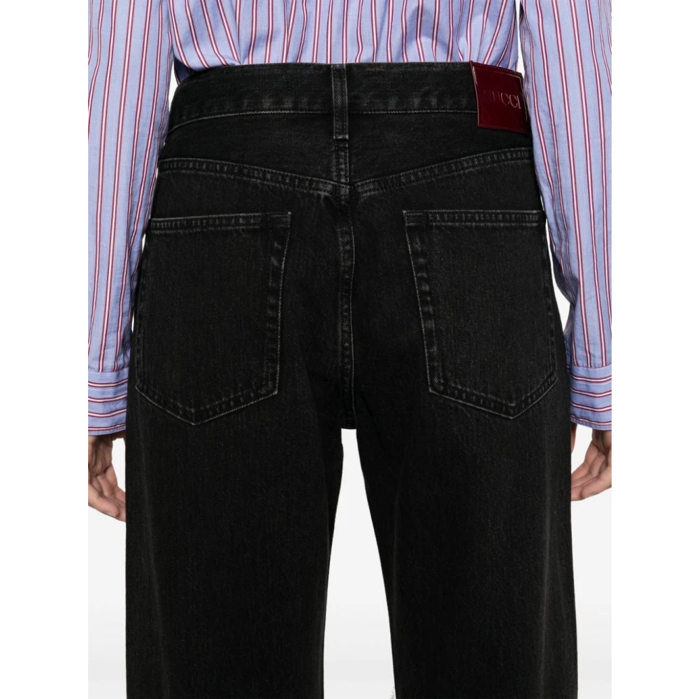 Gucci Grijze Gewassen Denim Straight Leg Jeans Gray Dames