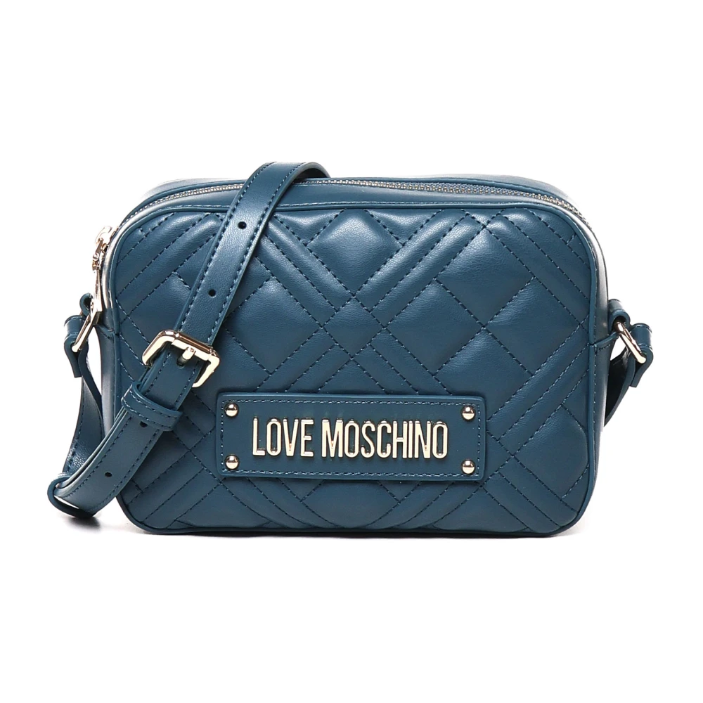 Love Moschino Gewatteerde Teal Schoudertas met Rits Green Dames
