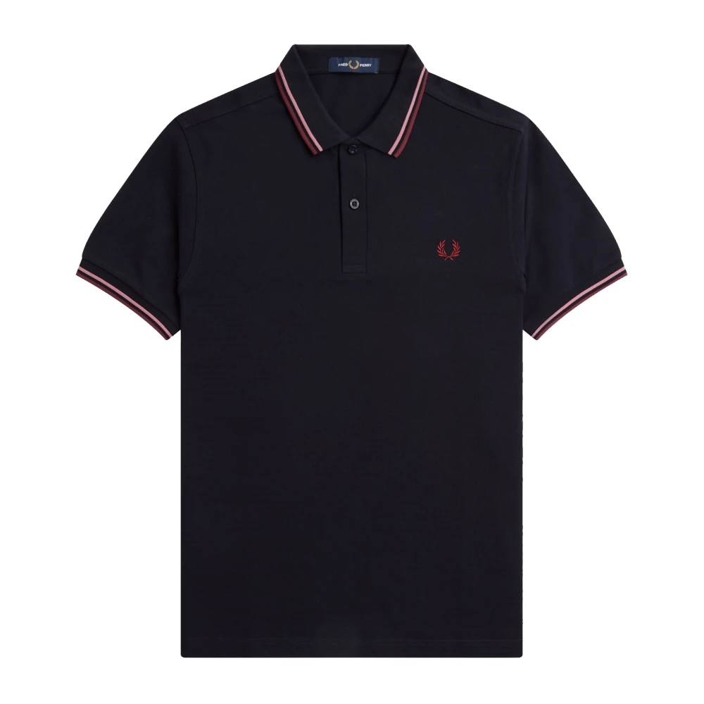 Fred Perry Slim Fit Twin Tipped Polo Navy Blue, Herr