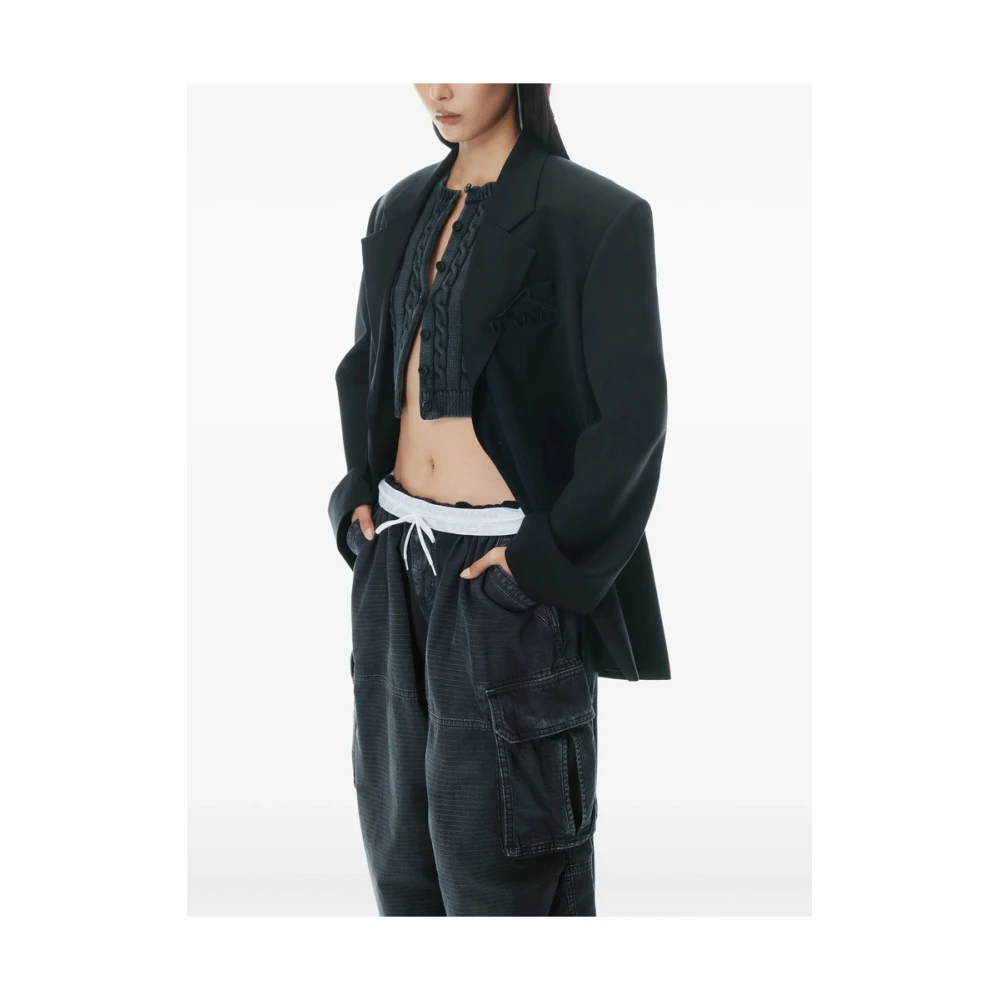 alexander wang Zwarte Cargo Broek met Trekkoord Taille Black Dames