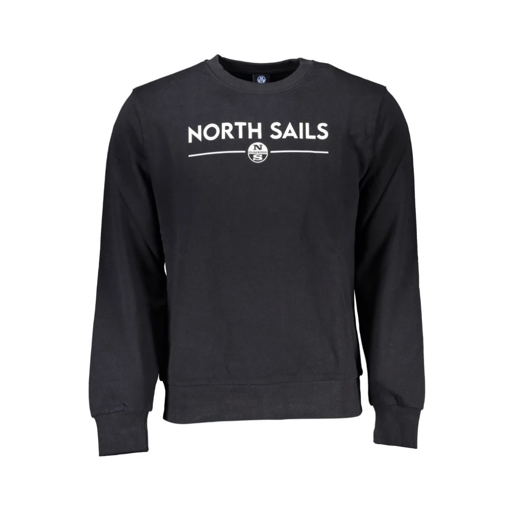 North Sails Men's Black Sweatshirts,, Cotton Sweatshirt With Print Logo Extra Large