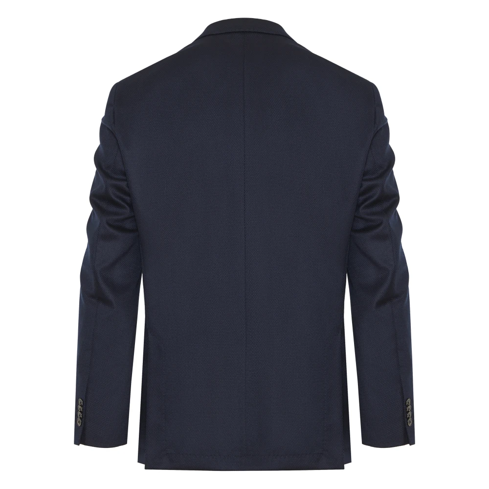 Hugo Boss Wol Katoenen Jas met 2 Knopen Blue Heren