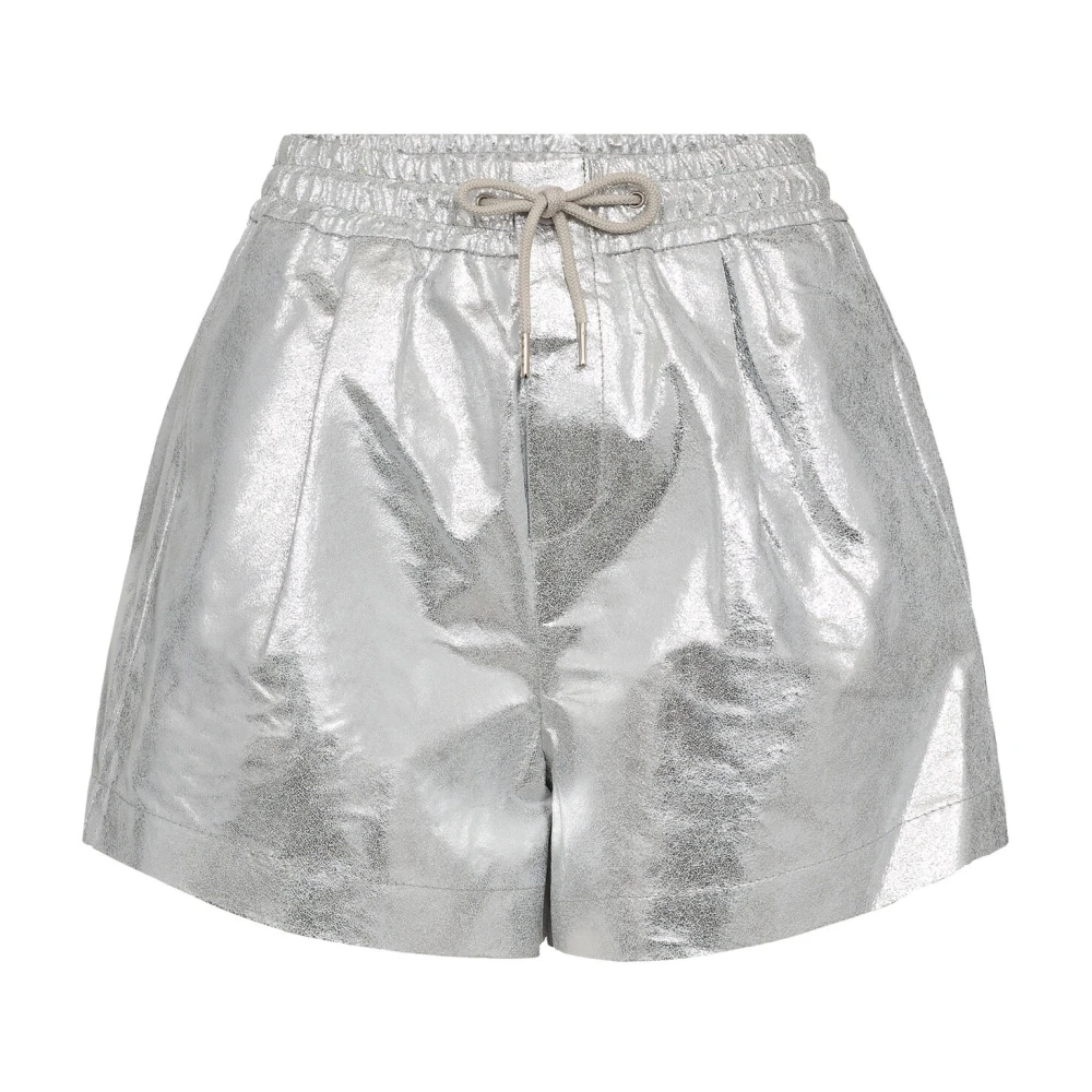 Co'Couture Stijlvolle Leren Crackle Shorts & Knickers Gray Dames
