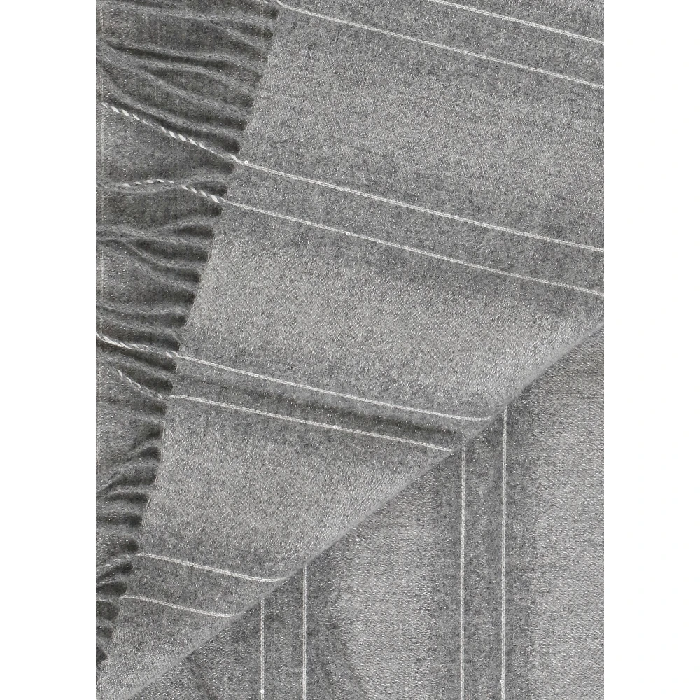 BRUNELLO CUCINELLI Gestreepte Cashmere Sjaal met Franjes Gray Dames