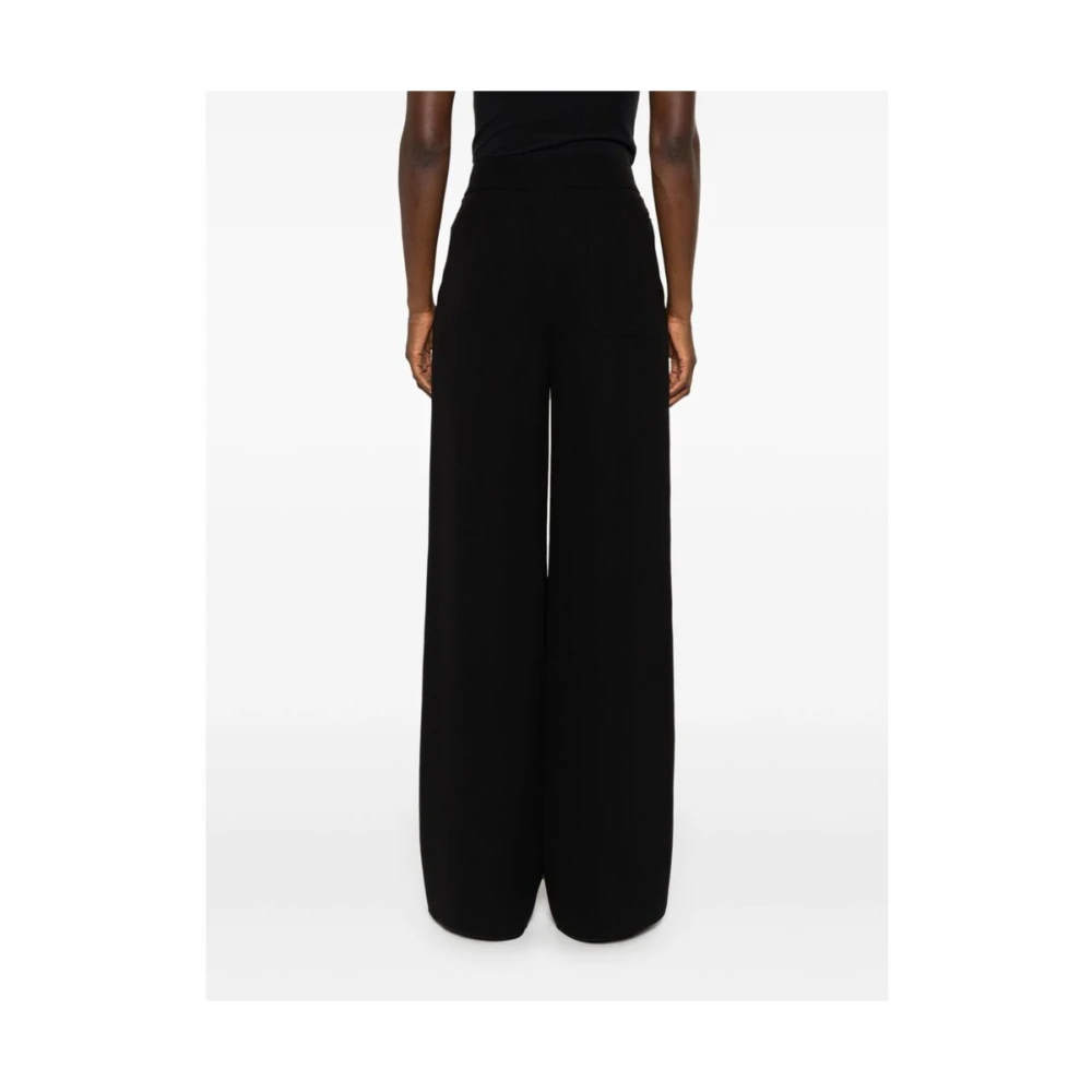 Giorgio Armani Zwarte Zijden Wijde Pijp Broek Black Dames