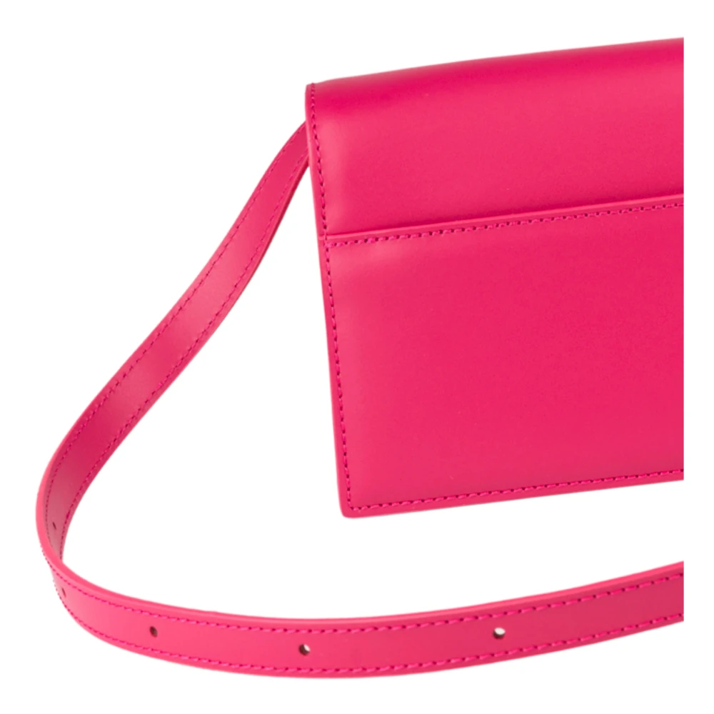 Maison Kitsuné Mini Preppy Baguette Leren Tas in Magenta Pink Dames