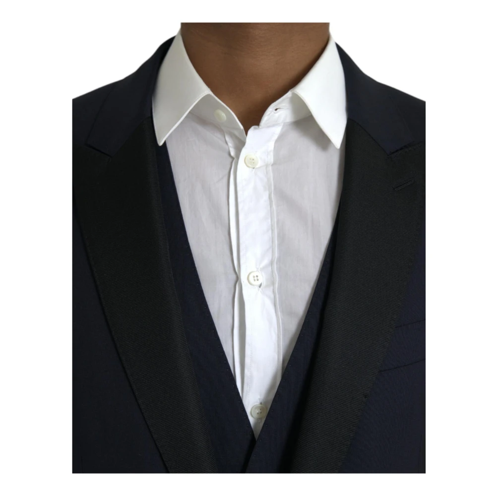 Dolce & Gabbana Donkerblauw Wol 3-Delig Pak Blue Heren