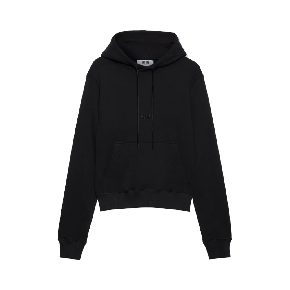 Msgm Zwarte hoodie met tonaal logo Black Heren