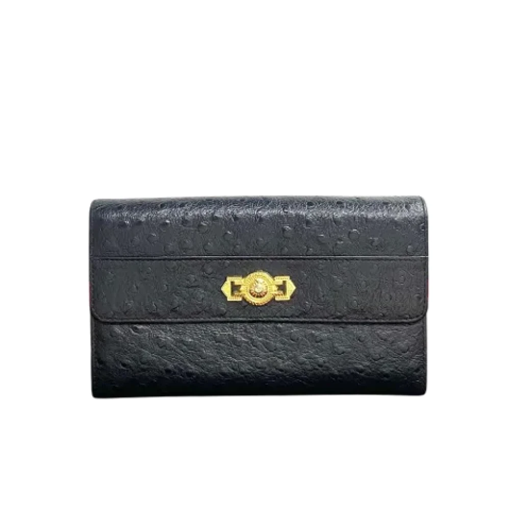 Versace Pre-owned Leather wallets Black Dames