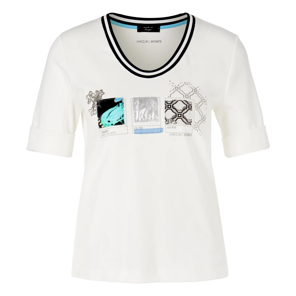 Marc Cain Geribbeld katoenen T-shirt White Dames