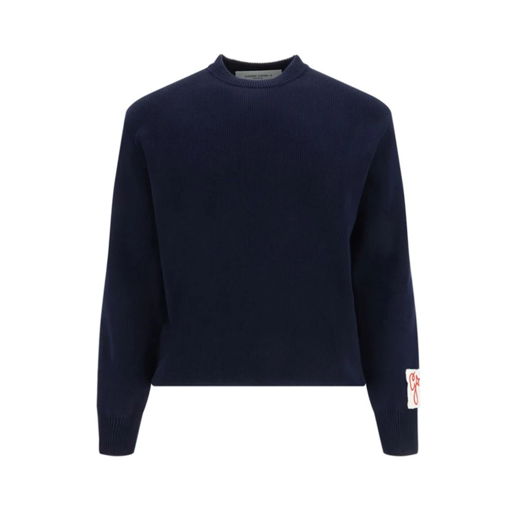 Golden Goose Geribbelde Monogram Trui Blue Heren