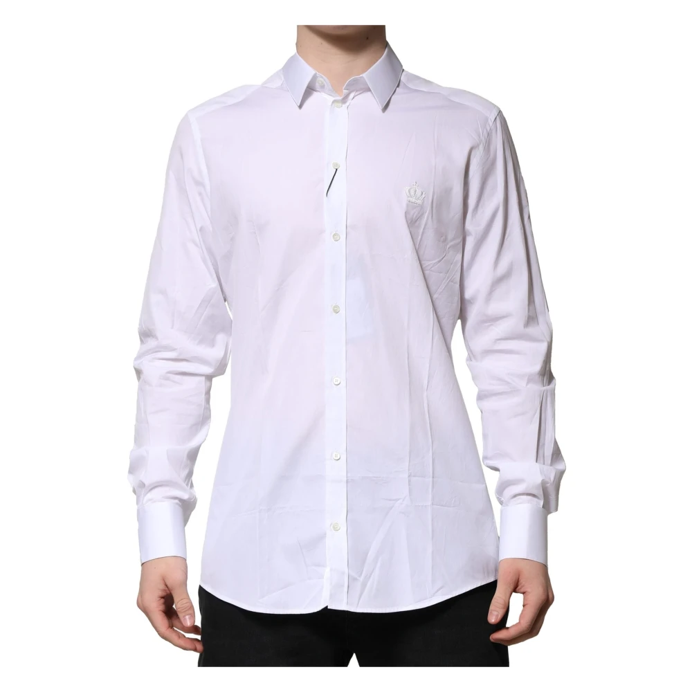 Dolce & Gabbana Men's White Cotton Long Sleeves Formal Shirt