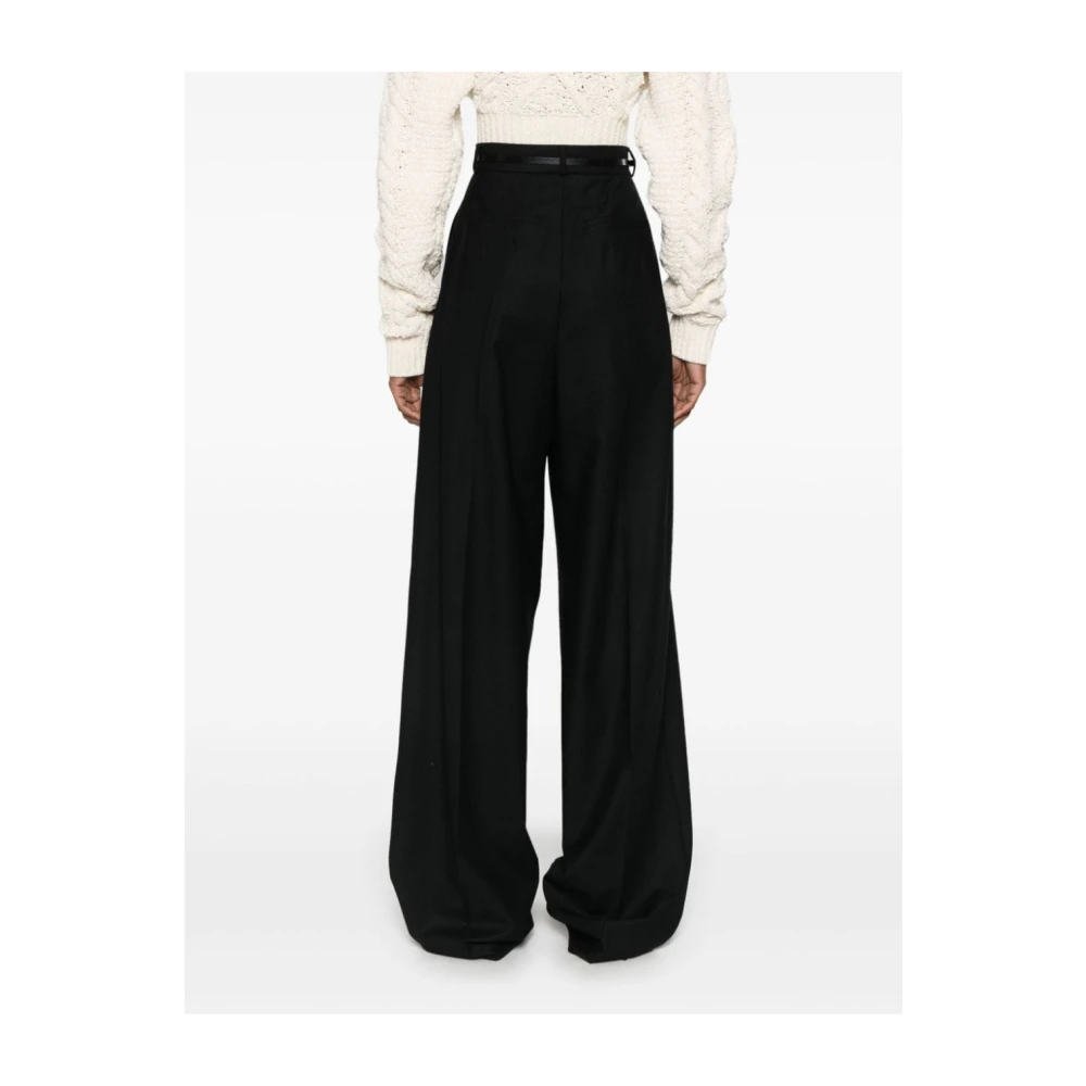 SPORTMAX Zwarte Wollen Stretch Oversize Broek Black Dames