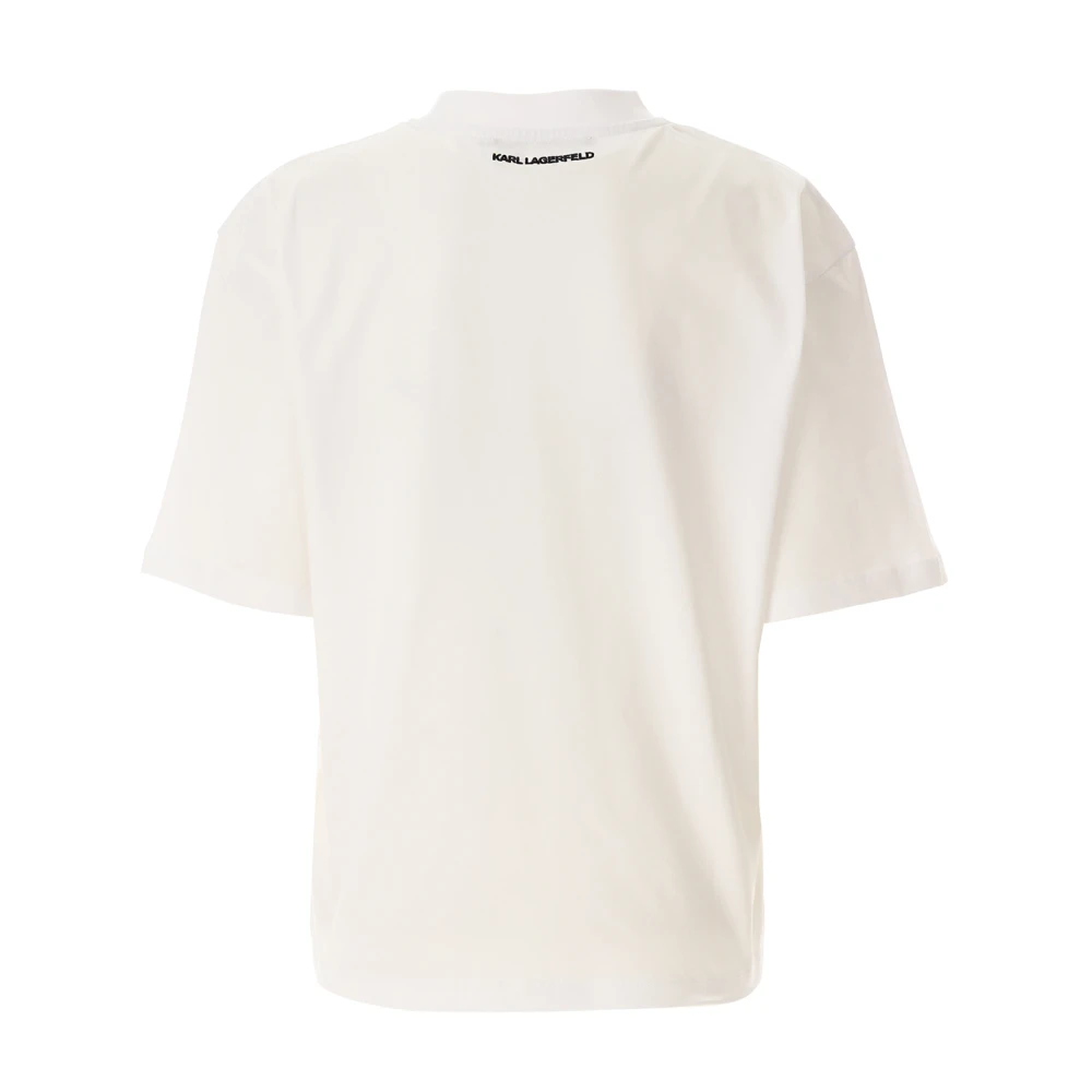 Karl Lagerfeld Handtekening Hem T-shirt in Wit White Dames