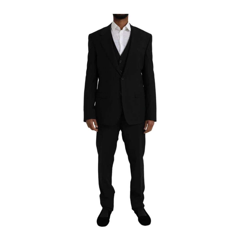 Dolce & Gabbana Black Single Breasted Suits, Male, 2XL, 3 Piece Suit Staff Style