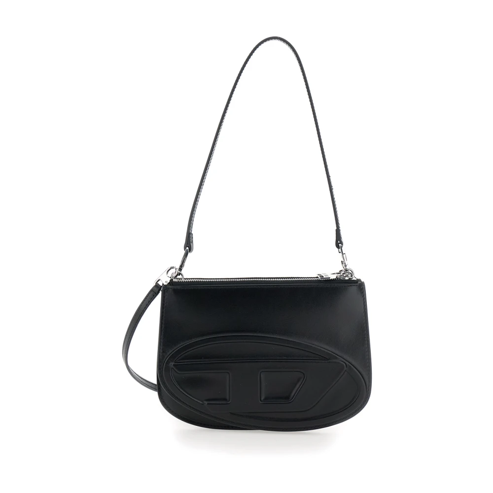 Diesel Zwarte Leren Schoudertas Vrouw Black Dames