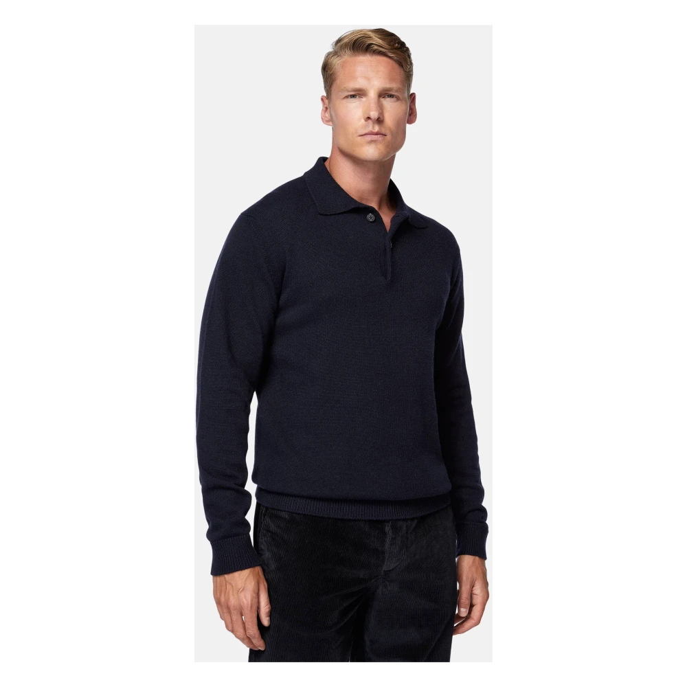 Boggi Milano Polokraagtrui in Kasjmiermix Blue Heren