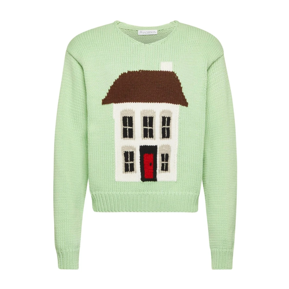 JW Anderson Groene Sweater met Huis Motief Green Heren