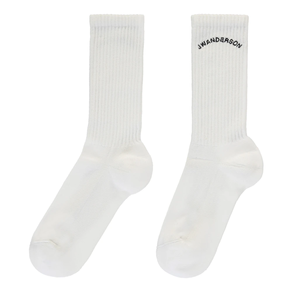 JW Anderson Contrasterende Logo Katoenmix Sokken White Dames