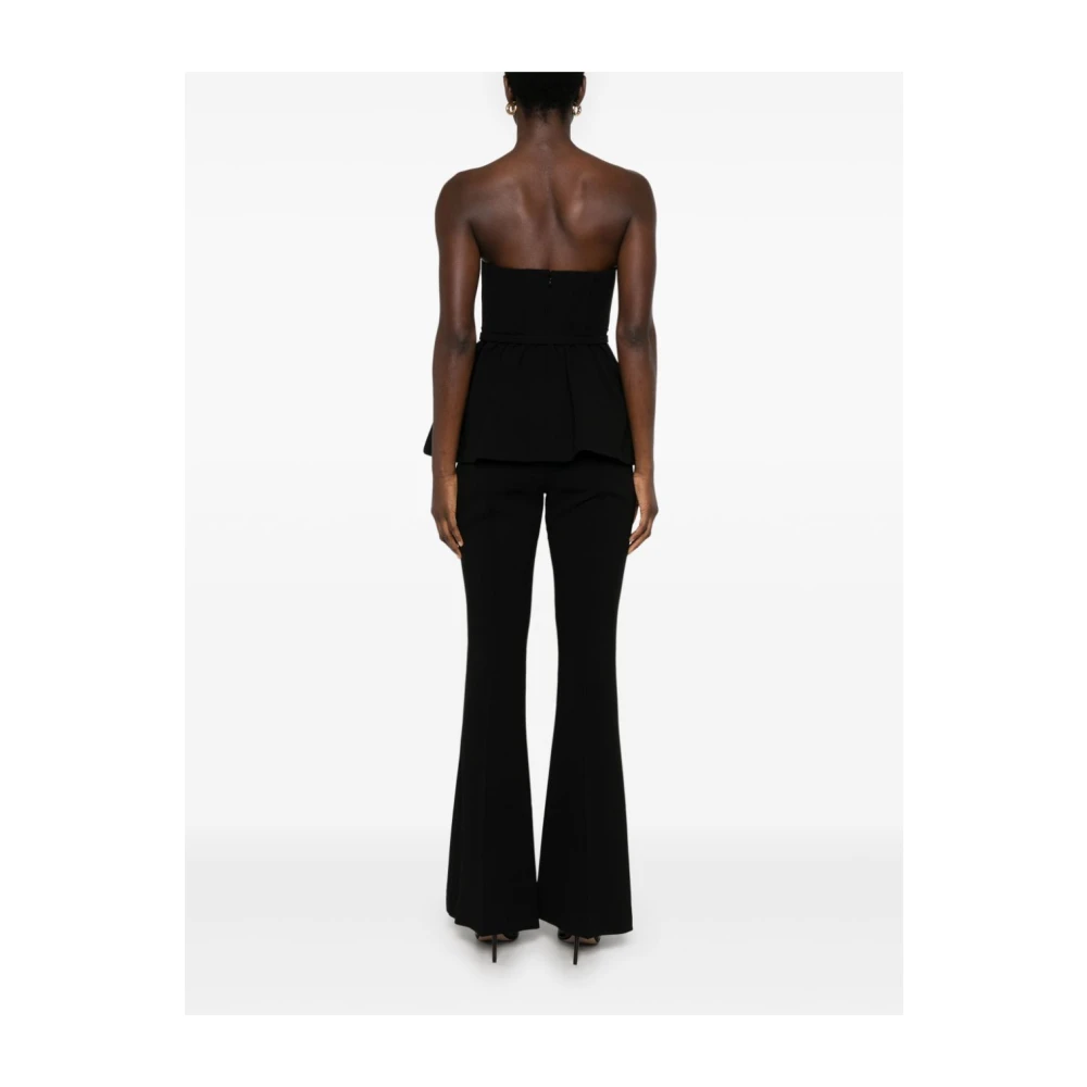 Self Portrait Zwarte Crepe Jumpsuit met Riem Black Dames