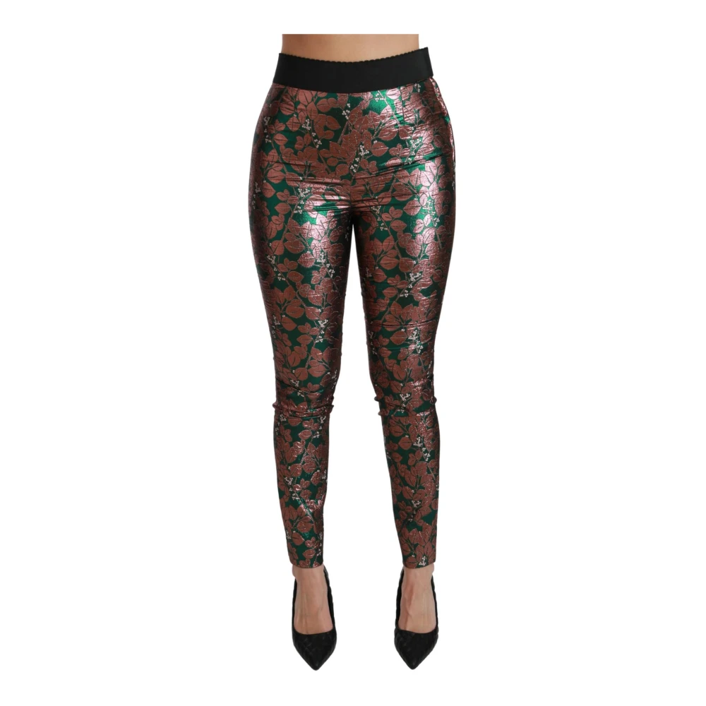 Dolce & Gabbana Donna Multicolor - Leggings Di Lusso Verdi Con Foglia Di Bronzo - Trousers - E - S