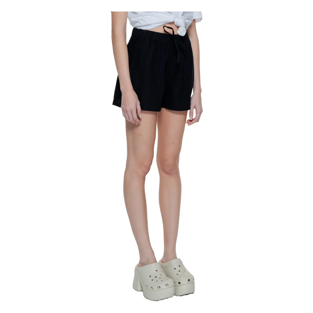Only Linnen Pull-Up Shorts Black Dames